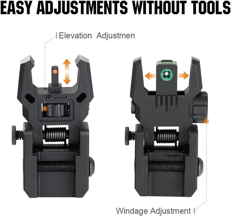 ohhunt Fiber Optic Sights Foldable Flip Up Sights Back up Sight Polymer Fiber A15 - Image 2